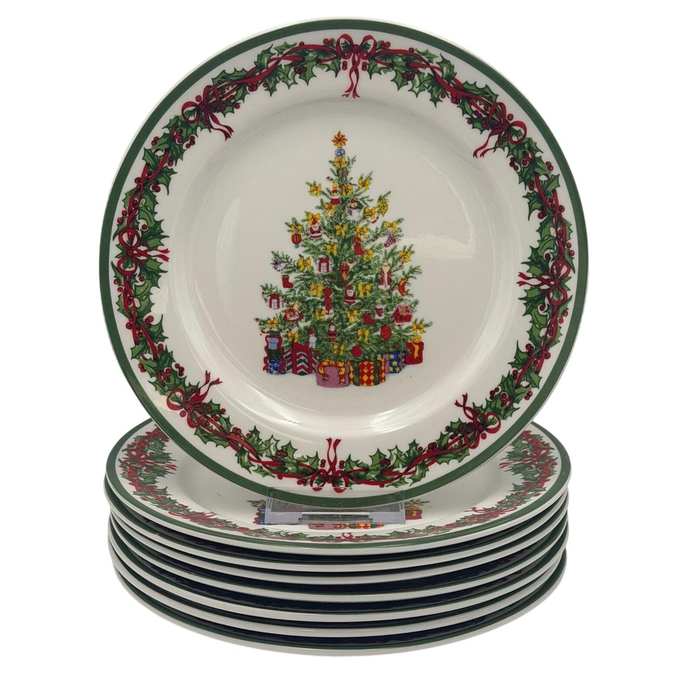 Christopher Radko Traditions Holiday Celebrations Christmas Tree Salad Plates -8